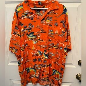 Polo Ralph Lauren LOUD Hawaiian Tropical Shirt Sea Fish Orange XXL
